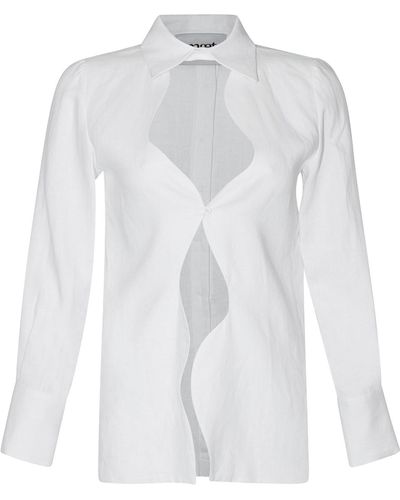 Maet Katniss Linen Wavy Collared Shirt - White