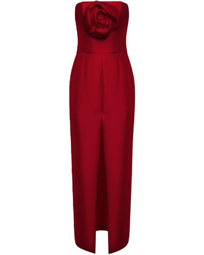 NDS the label Strapless Embellised Front Slit Column Dress - Red