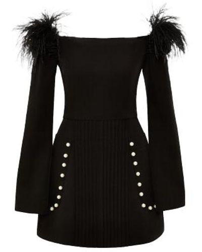 GURANDA Buttoned Dress With Feathers - Black