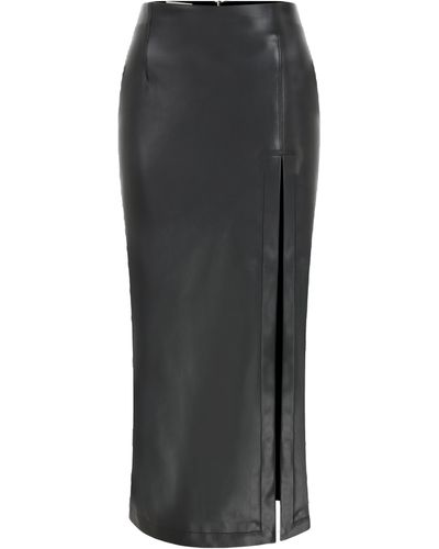 NAZLI CEREN Lea Vegan Leather Maxi Skirt - Black