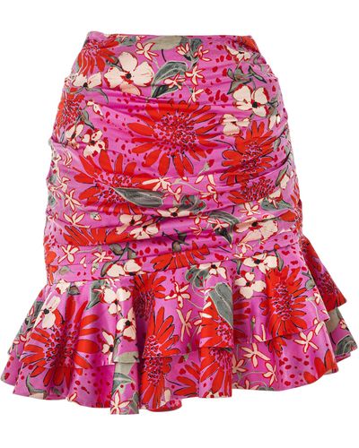 Lita Couture Summer Bouquet Mini Ruffle Skirt - Red