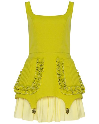 GURANDA Lime Romantic Dress - Yellow