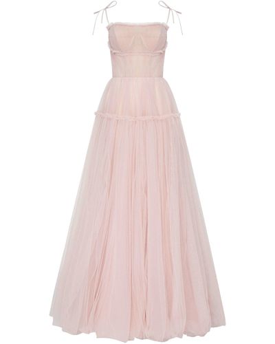 Millà Misty Rose Tie-Straps Tulle Prom Dress - Pink