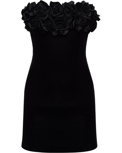 NDS the label Strapless Velour Mini Dress - Black