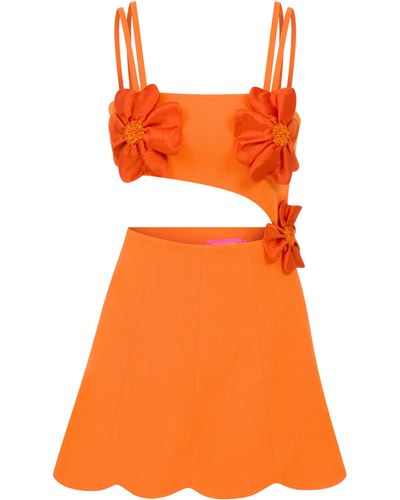 Declara Amaryllis Floral Dress - Orange