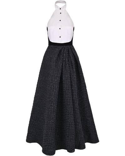 Lily Was Here Elegant Dress With A Bow-Tie Collar - Blue