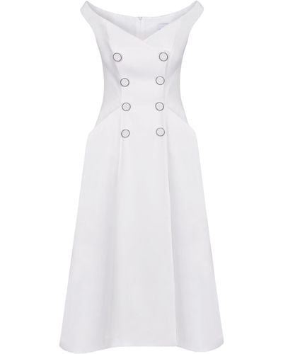 Lily Was Here Ecru Cocktail Dress With Buttons - White