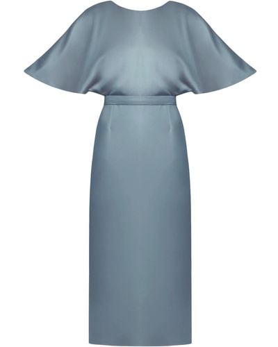 UNDRESS Gina Midi Dress With Butterfly Sleeves - Blue