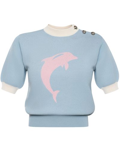 KEBURIA Dolphin Knitted Top - Blue