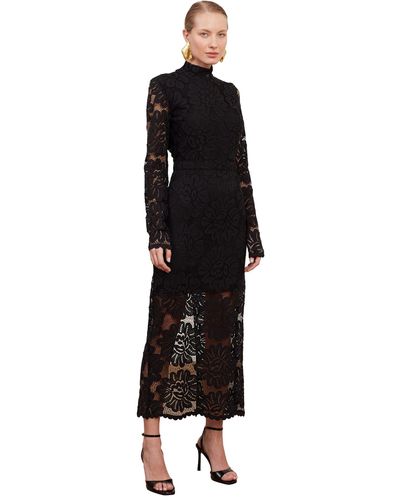 UNDRESS Elena Floral Lace Midi Dress With Open Back - Black