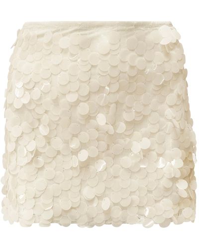 OW Collection Pluto Sequin Mini Skirt - Natural