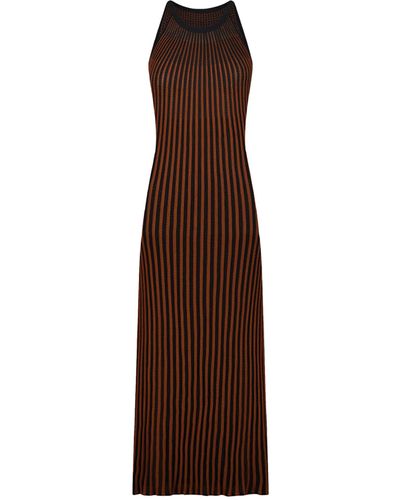 SIRAPOP Pleated Knit Dress - Brown