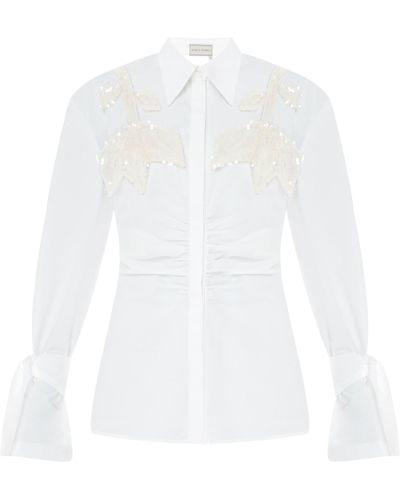 Malva Florea Shirt With Drapery - White
