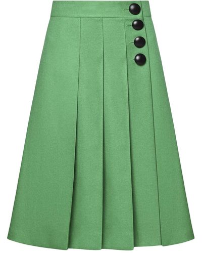 KEBURIA Pleated Midi Skirt - Green