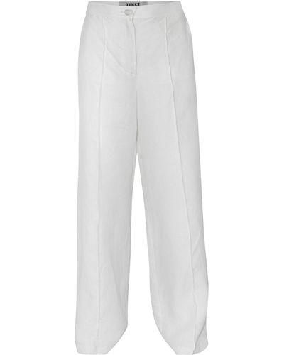 Maet Primrose Linen Straight-Leg Pants - White
