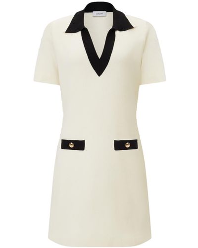 CRUSH Collection Colorblocked Lapel Dress - White