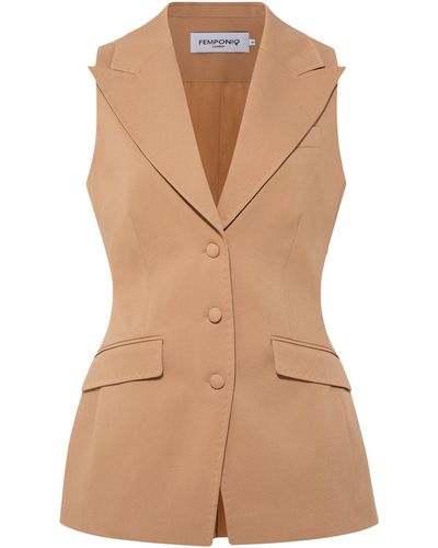 Femponiq Sleeveless Tailored Blazer (Camel-) - Brown