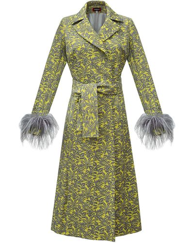 Andreeva Jacqueline Coat №22 With Detachable Feathers Cuffs - Green