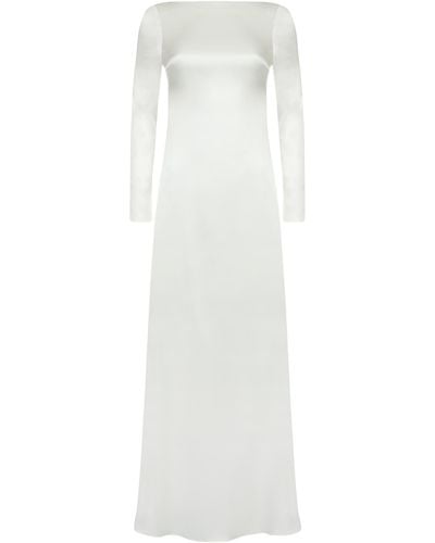 HERVANR Dahlia Backless Bridal Satin Maxi Dress - White