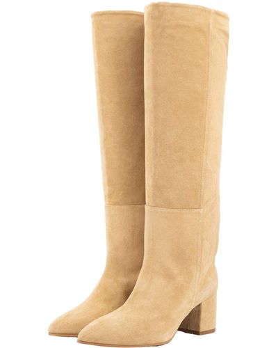 Toral Sand Suede Tall Boots - Natural