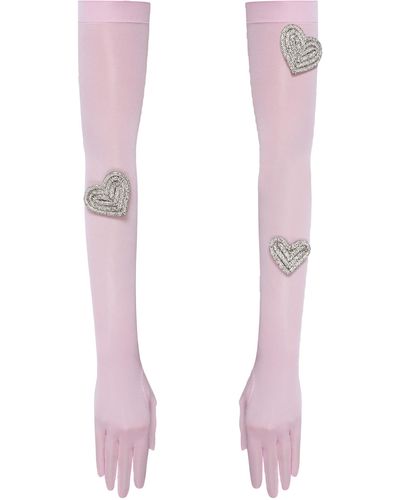 NDS the label Heart-Embellished Opera-Length Gloves - Pink