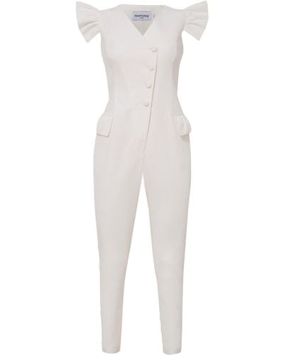 Femponiq Ruffled Sleeve Tailored Jumpsuit () - White