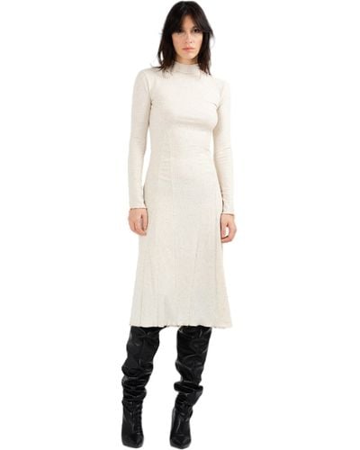 Divalo Rekitta Linen Blend Long Sleeve Dress - Natural