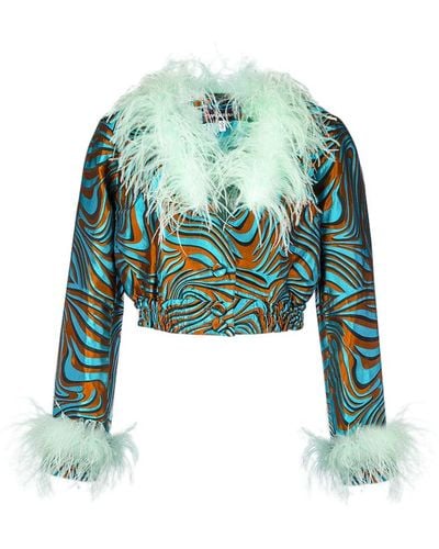 Andreeva Mint Marilyn Jacket With Feathers - Green