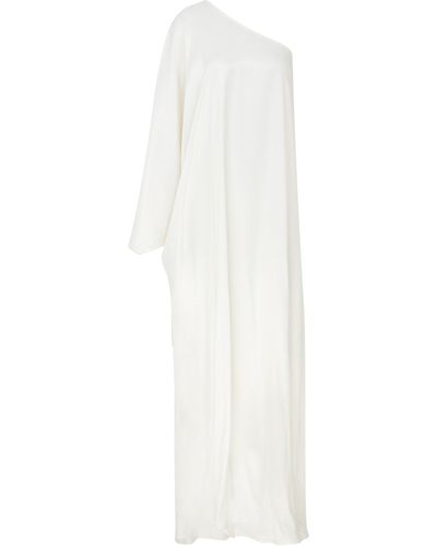 NAZLI CEREN Venus One-Shoulder Satin Maxi Dress - White