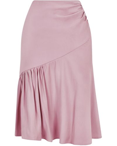Femponiq Rushed Asymmetrical Skirt (Pastel) - Pink