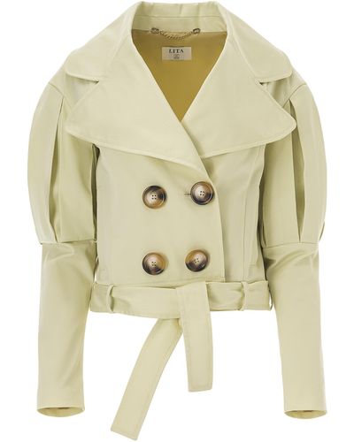 Lita Couture Statement Jacket With Oversized Lapels - Metallic