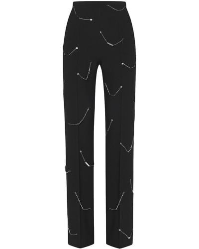 KEBURIA Chain-Embellished High-Waist Pants - Black