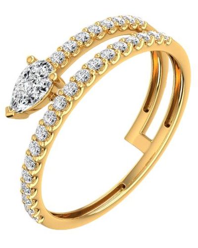 Rever Double Pear Pave Ring - Metallic