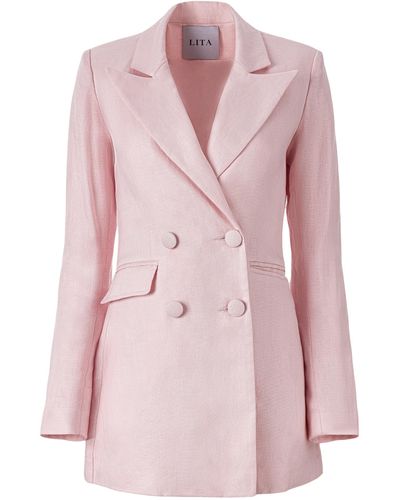 Lita Couture Double-Breasted Blazer - Pink