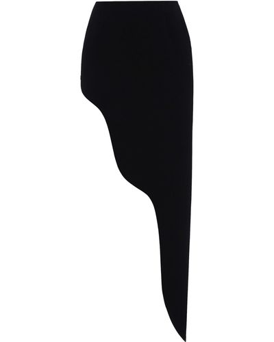 NDS the label Wavy Asymmetric Hem Maxi Skirt - Black