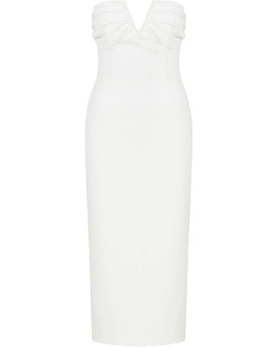 NAZLI CEREN Miora Crepe Midi Dress - White