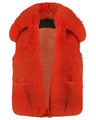 SIRAPOP Fox Fur Vest - Red