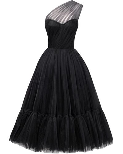 Millà One-Shoulder Cocktail Tulle Dress - Black