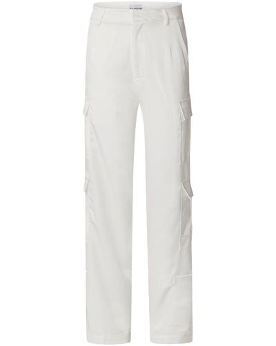 CLOEYS Satin Cargo Pants - White
