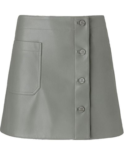 Lita Couture Faux Leather A-Line Skirt - Gray