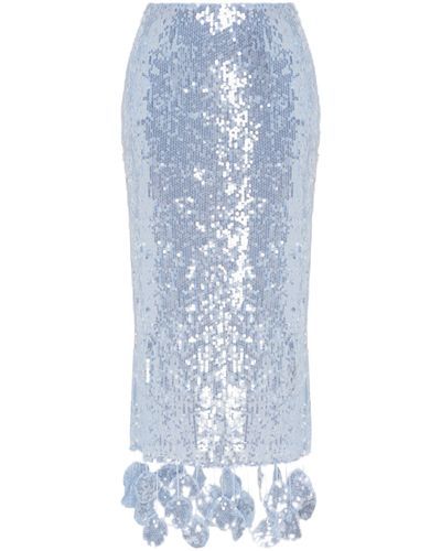 Malva Florea Sequin Midi Skirt - Blue