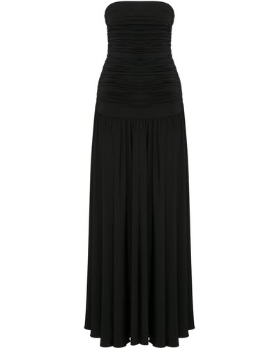 NAZLI CEREN Amber Strapless Jersey Long Dress - Black