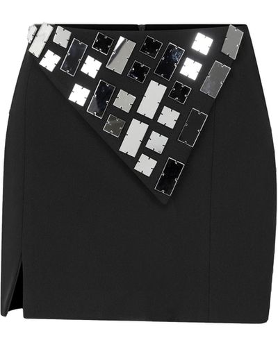 Ila Pearl- Mini Skirt With Mirror Details - Black