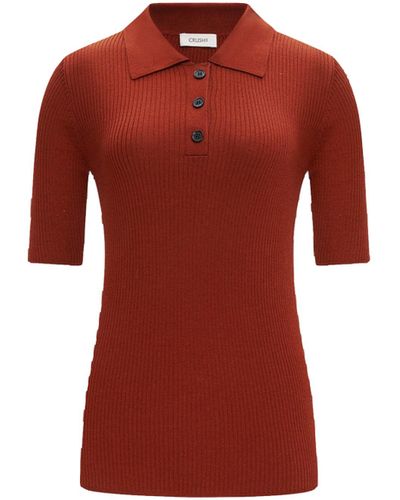 CRUSH Collection Silk And Wool Polo Shirt - Red