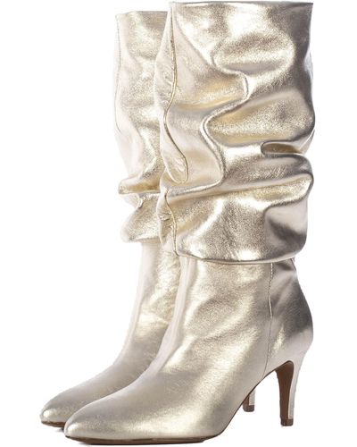 Toral Slouchy Metallic Boots - Natural