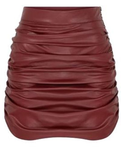 NAZLI CEREN Chels Vegan Leather Mini Skirt - Red