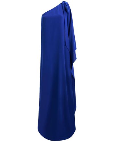 Lora Istanbul Lia Crepe One Shoulder Maxi Dress - Blue