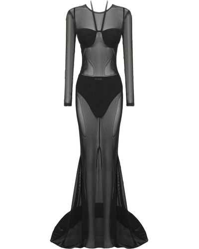 Daniele Morena Mesh Gown Dress - Black