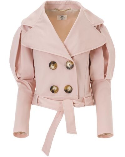 Lita Couture Statement Jacket With Oversized Lapels - Pink