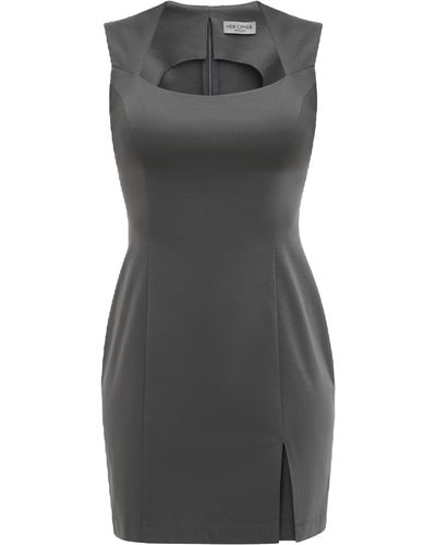 HER CIPHER Essential Mini Dress- Poppyseed - Gray